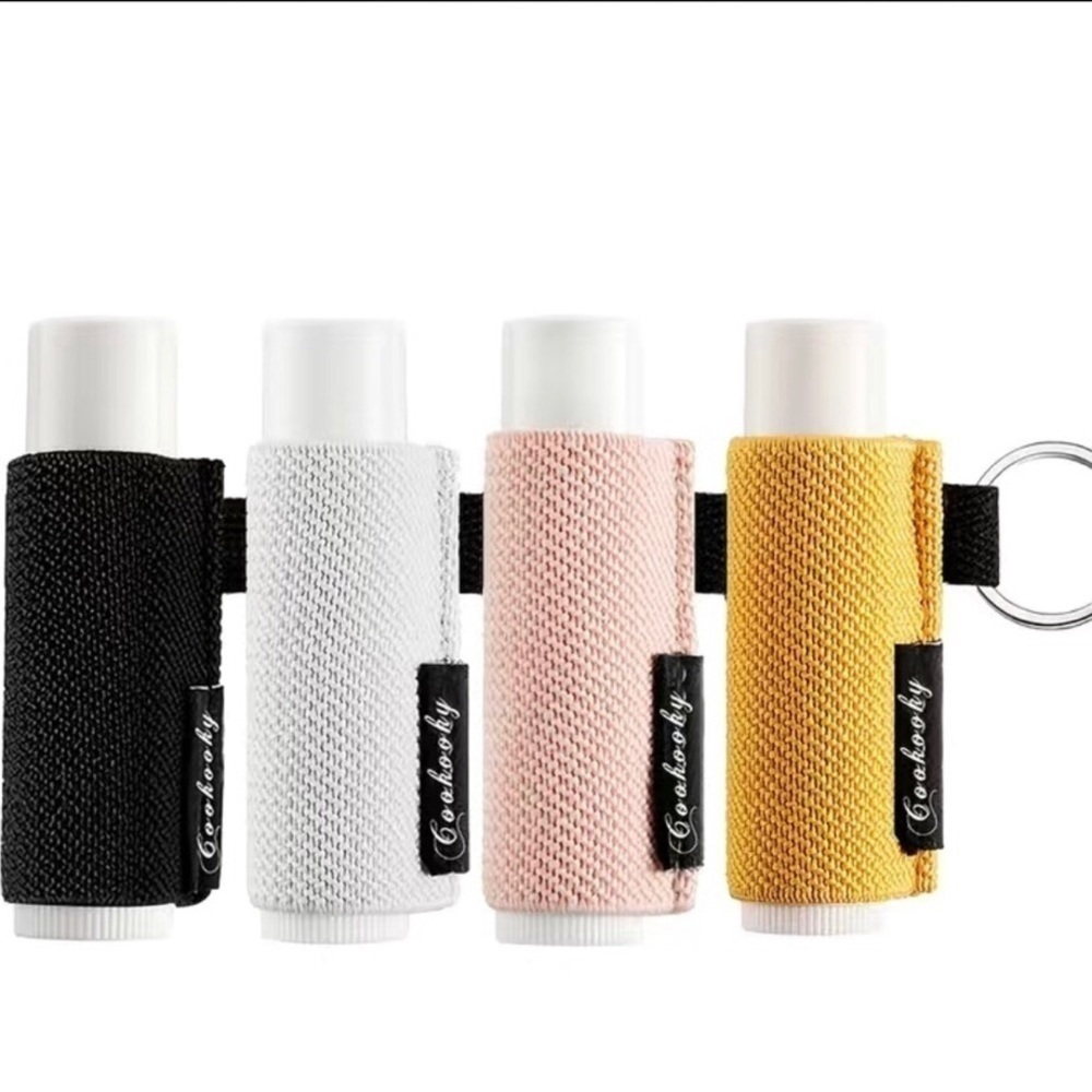 Lip Balm Holder Keychain, Black, Gray, Pink, Yellow (Choice of 1 Color)